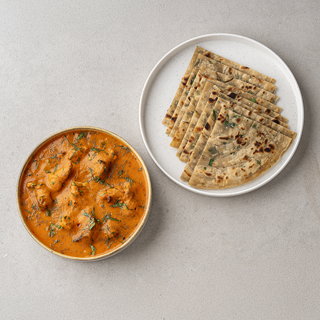 Butter Chicken Masala With Methi Lachha Paratha